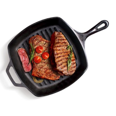 Durable Rectangular Cookware Set Cast Iron Nonstick Skillet With Two Curved Handles