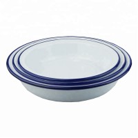 Hot Sale Carbon Steel Enamel Round Bowl With Blue Rim