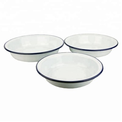 Practical High Quality Enamelware Set Round Enamel Pasta Rice Plates