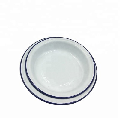 Popular Enamelware White Color Enamel Metal Camping Plates